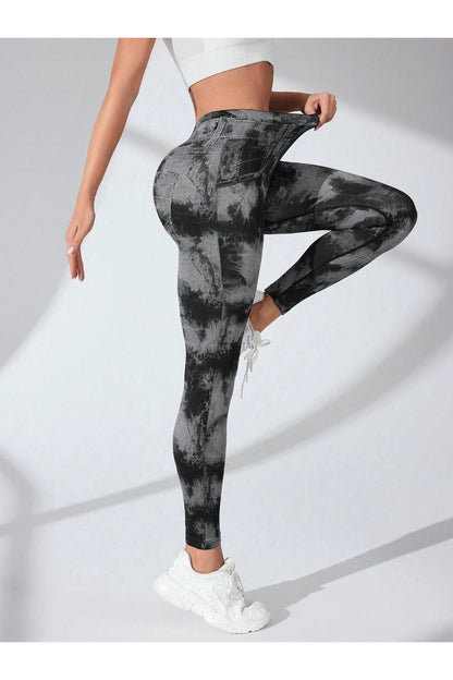 Tie-Dye High Waist Active Leggings - Leggings - FITGGINS