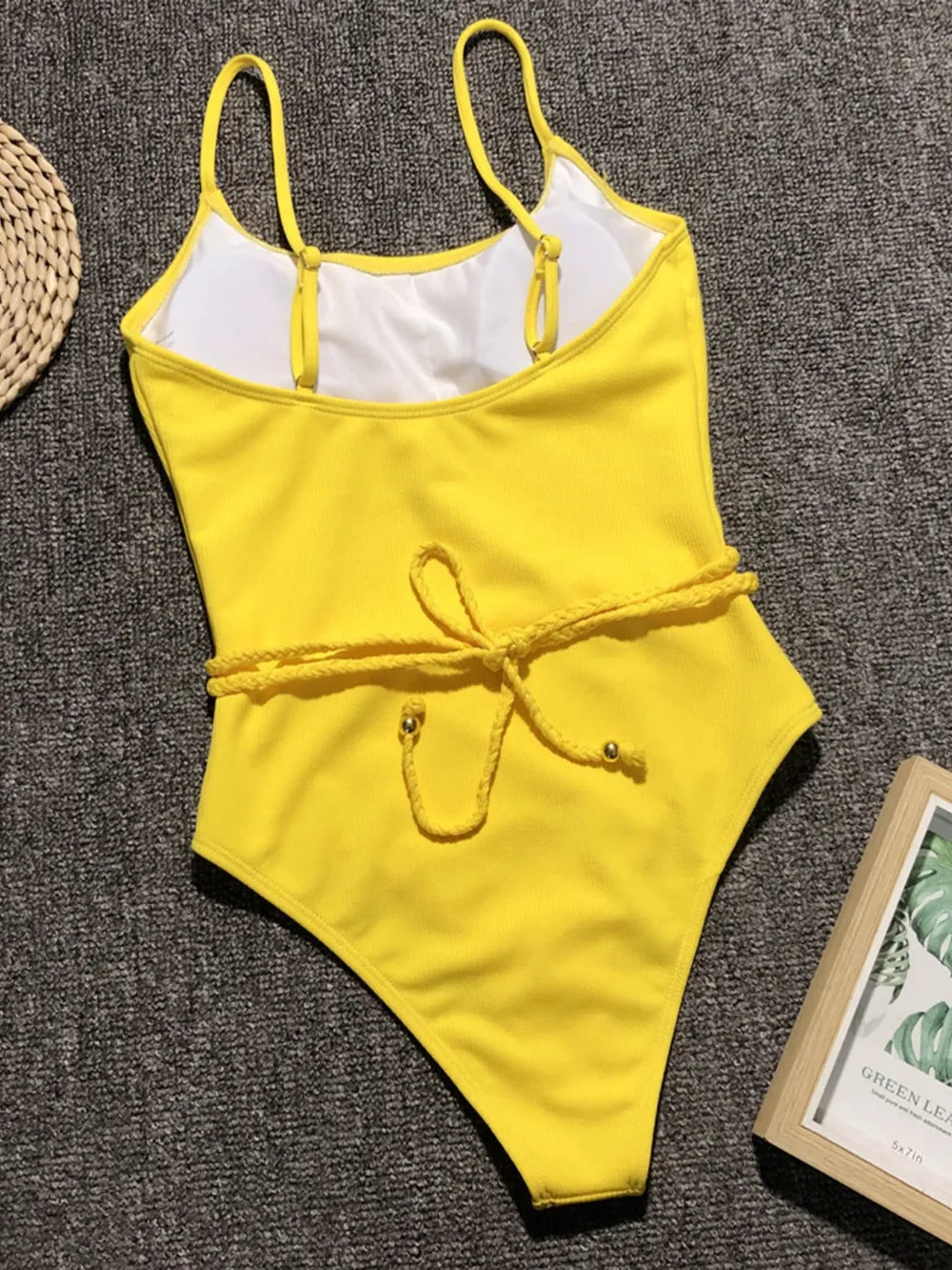 Ribbed Tie Waist One-Piece Swimsuit Fitggins
