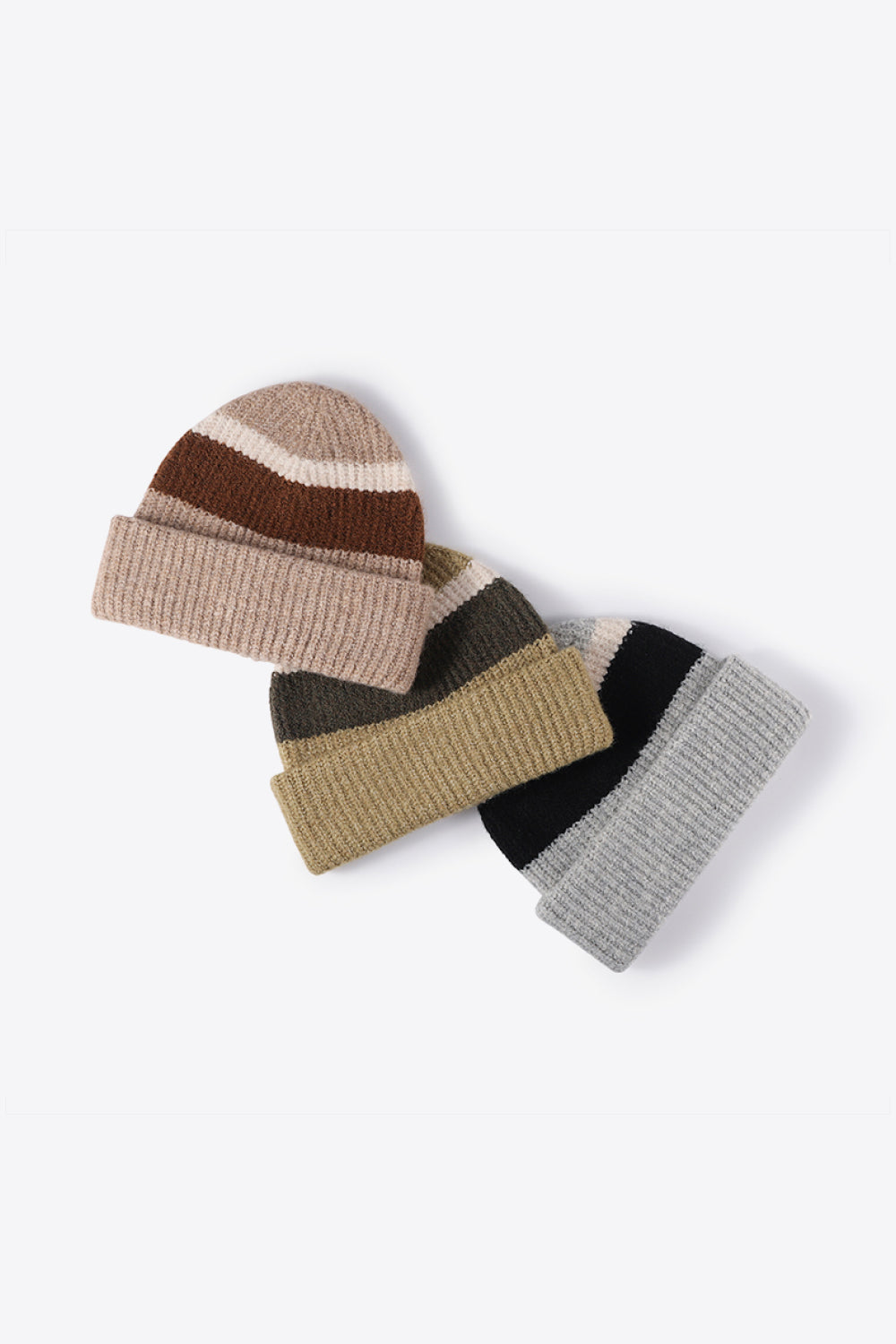 Tricolor Cuffed Knit Beanie - Hats - FITGGINS