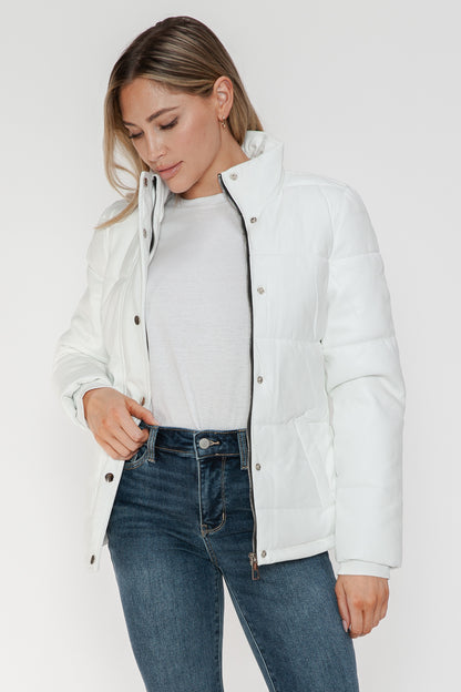 YMI Pocketed Zip Up Turtleneck Puffer Jacket - Jackets - FITGGINS