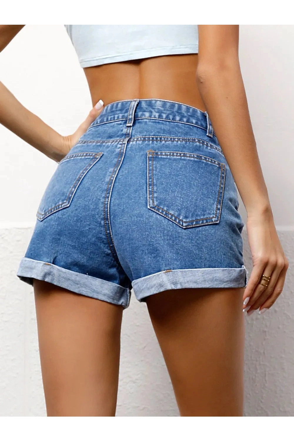Trendy High Waist Denim Shorts for Women Fitggins