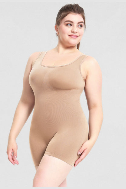 Scoop Neck Wide Strap Shaping Romper - Shapewear - FITGGINS