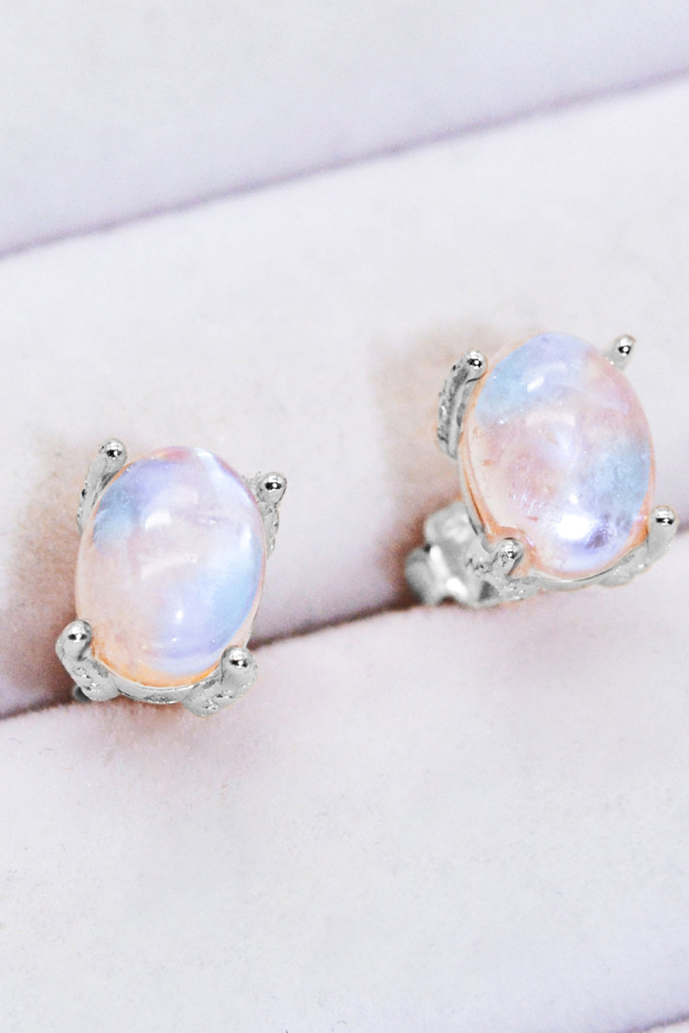 Natural Moonstone 4-Prong Stud Earrings - Earrings - FITGGINS