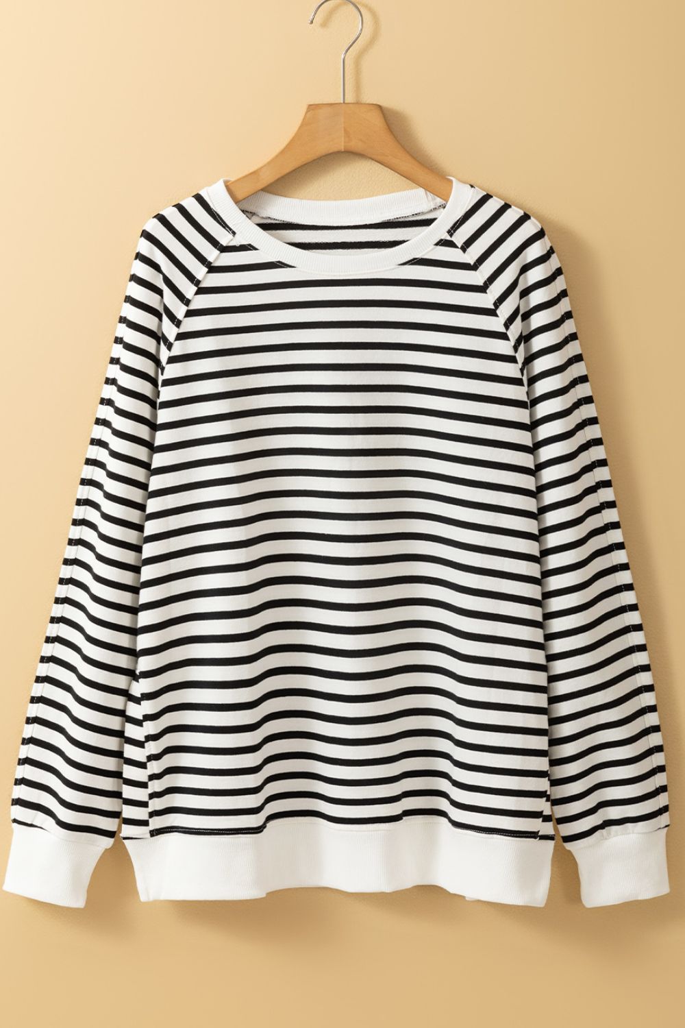 Side Slit Stripe Raglan Sleeve Sweatshirt - Sweatshirts & Hoodies - FITGGINS