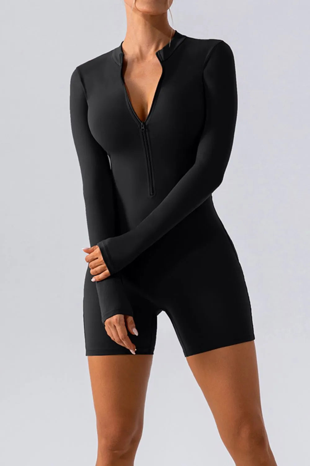 Half Zip Long Sleeve Active Romper Fitggins
