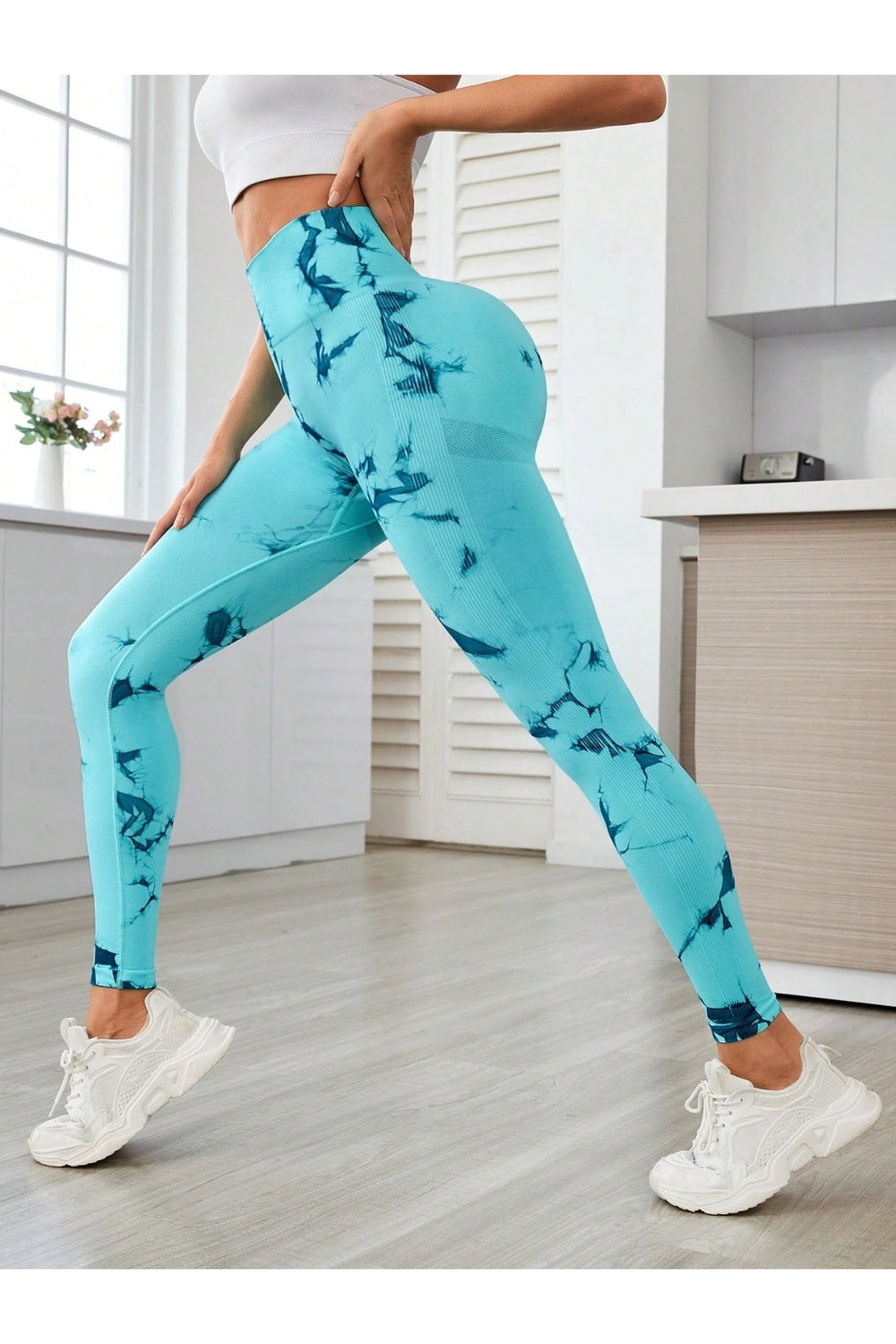 Printed High Waist Active Leggings - Leggings - FITGGINS