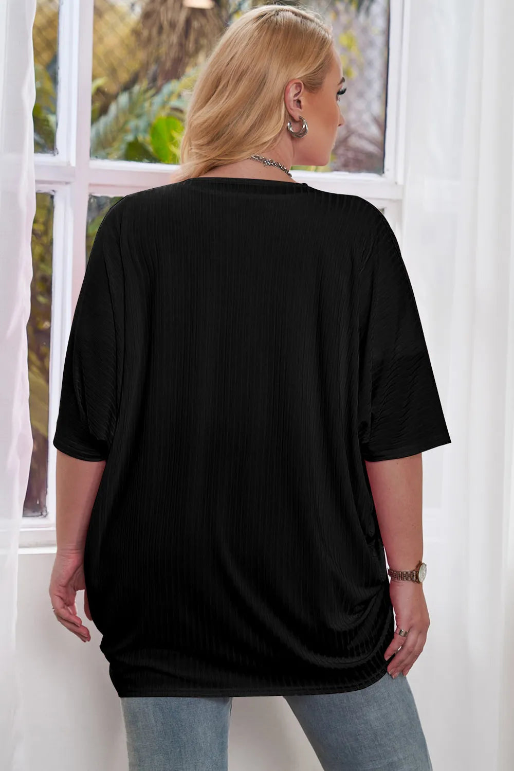 Plus Size Ribbed Cocoon Cover Up Fitggins