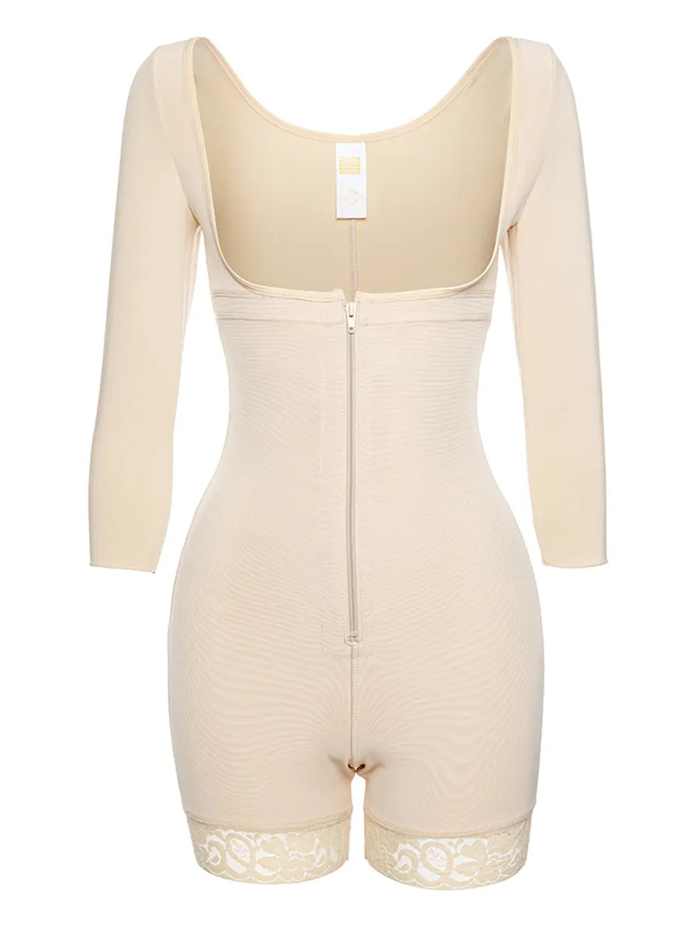 Full Size Zip Up Lace Detail Long Sleeve Shapewear Fitggins