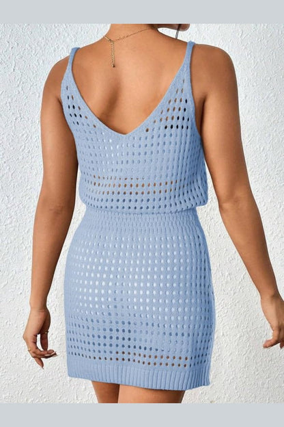 Openwork V-Neck Sleeveless Cover Up Dress - Cover-Ups - FITGGINS