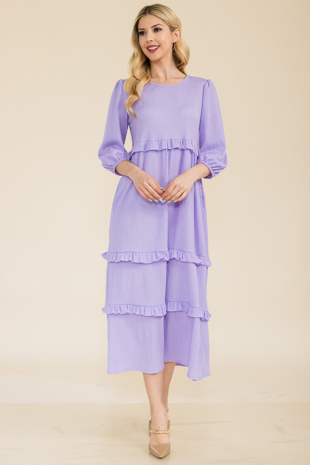 Celeste Full Size Tiered-Ruffle Midi Dress - Casual & Maxi Dresses - FITGGINS