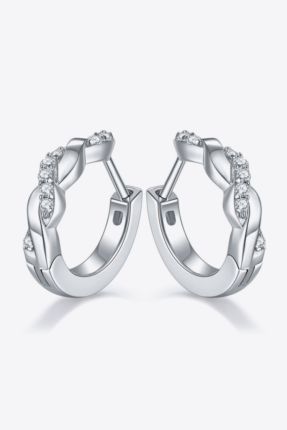 Moissanite Twisted Platinum-Plated Earrings - Earrings - FITGGINS