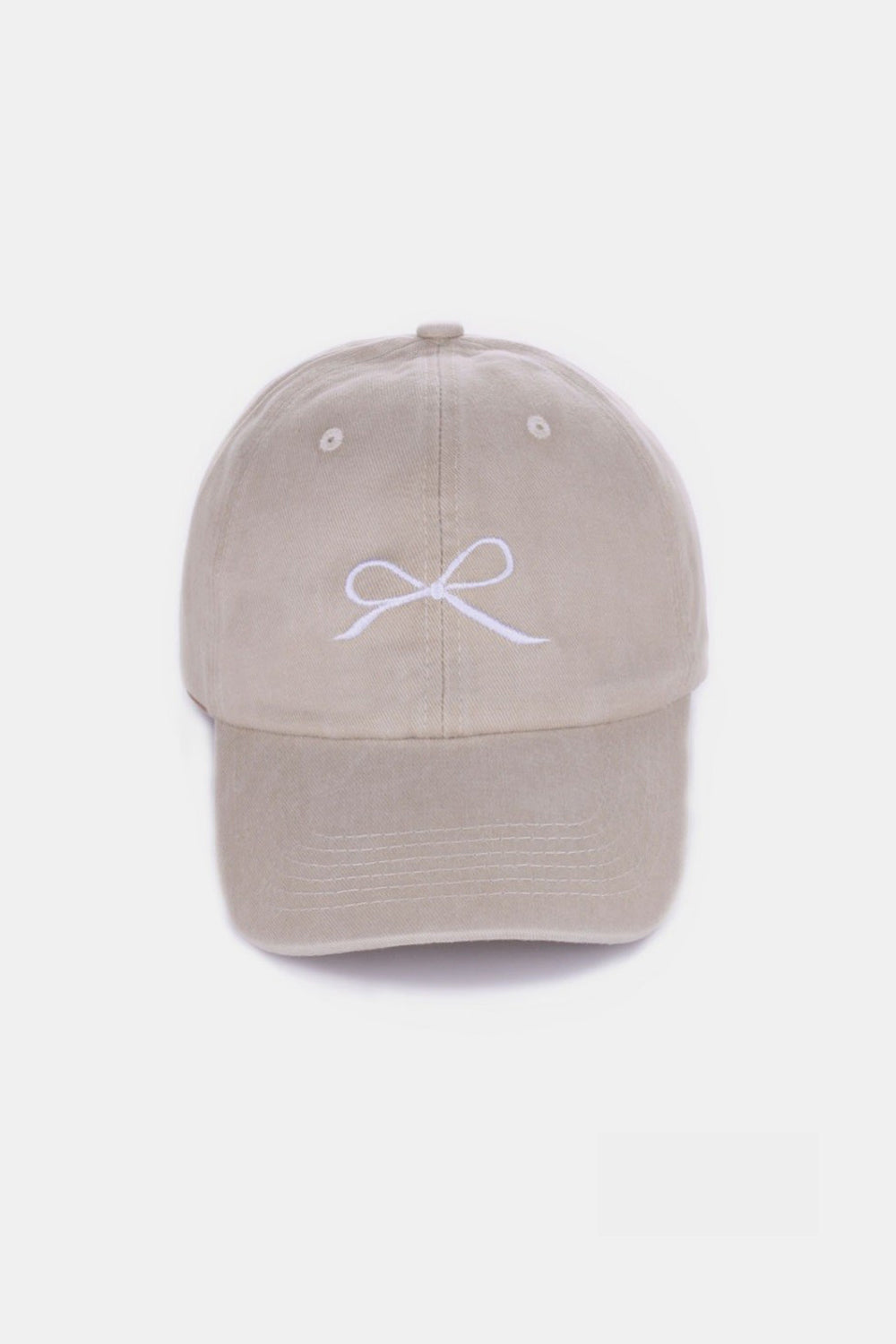 Zenana Bow Embroidered Washed Cotton Caps - Hats - FITGGINS