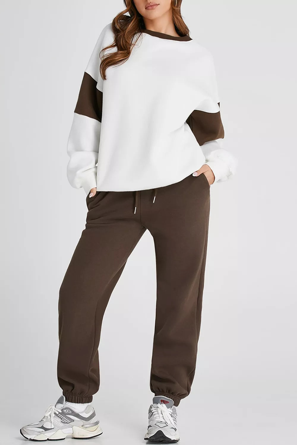 Drop Shoulder Loose Sweatshirt and Joggers Active Set Fitggins
