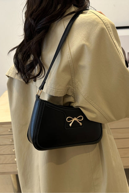 Bow Trim PU Leather Shoulder Bag - Handbag - FITGGINS