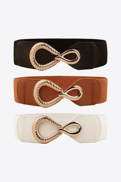 Ribbed Alloy Buckle Elastic Belt - Belt - FITGGINS