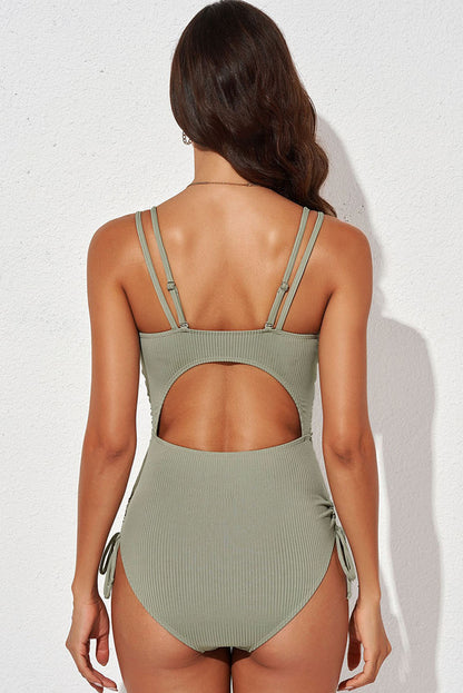 Tied Cutout Plunge One-Piece Swimsuit Fitggins