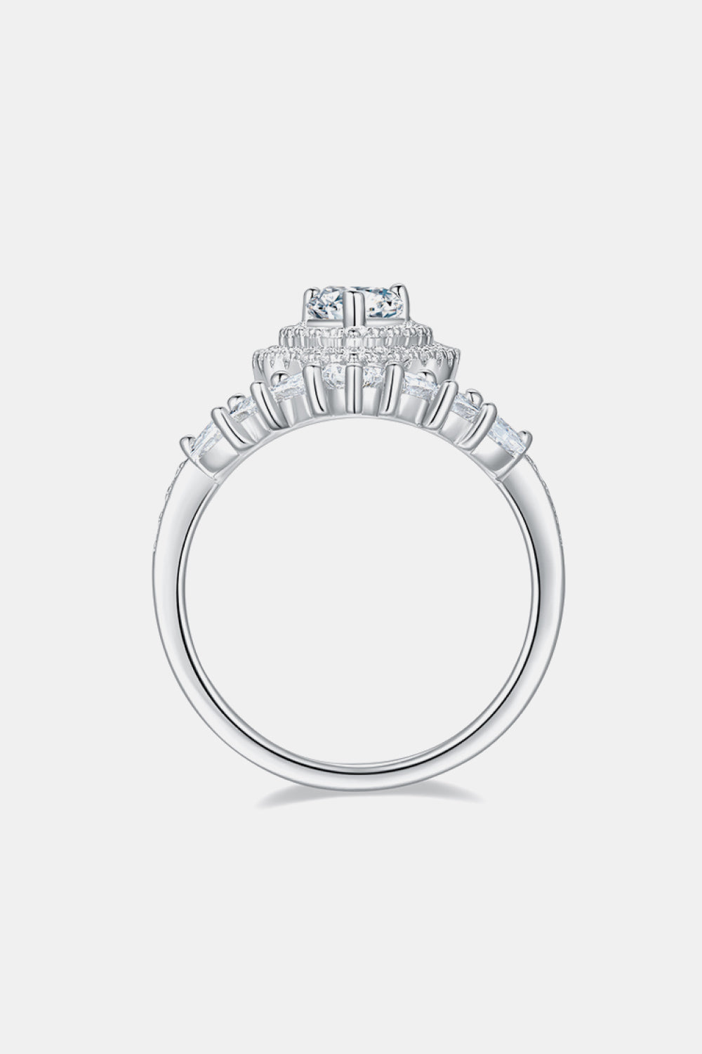 1 Carat Moissanite 925 Sterling Silver Crown Ring - Rings - FITGGINS