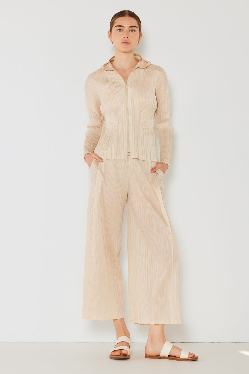 Marina West Swim Pleated Wide-Leg Pants with Side Pleat Detail - Pants - FITGGINS