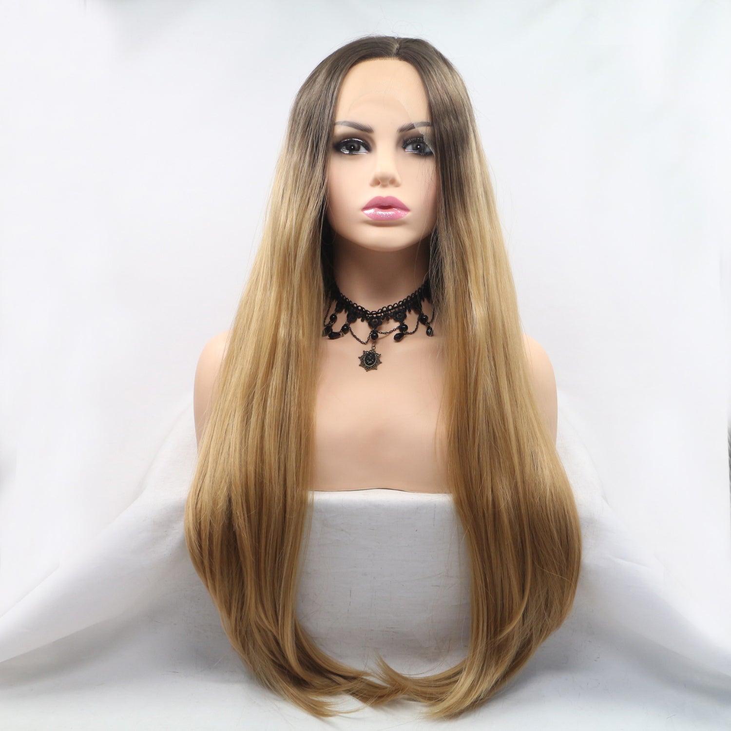 13*3" Lace Front Wigs Synthetic Long Straight 24" 130% Density - Hair - FITGGINS