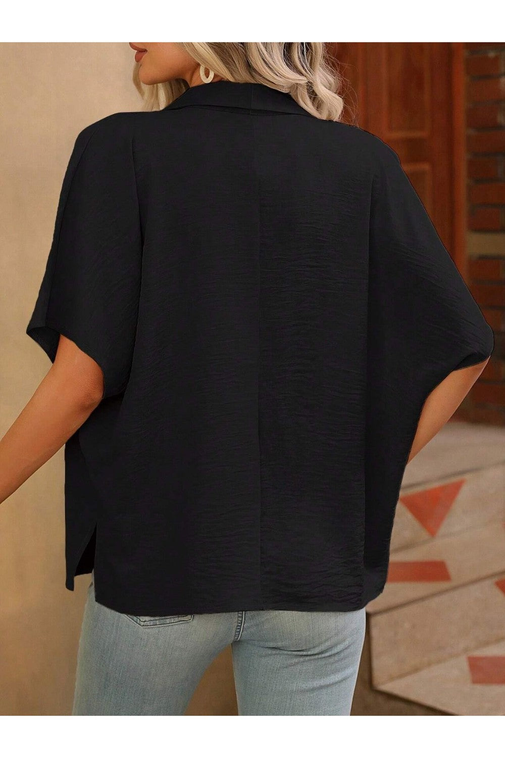 Contrast Collared Neck Short Sleeve Shirt Fitggins