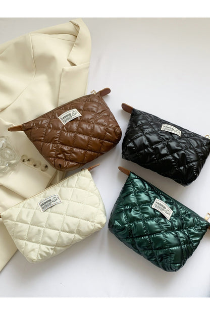 Solid Quilted Clutch with Zipper - Handbag - FITGGINS