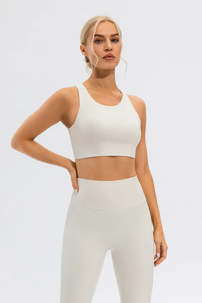Round Neck Cutout Cropped Active Tank Fitggins