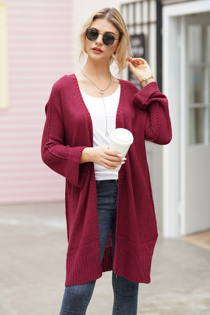 Open Front Long Sleeve Cardigan - Cardigans - FITGGINS