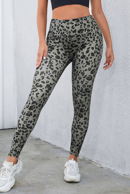 Leopard Print Wide Waistband Leggings Fitggins