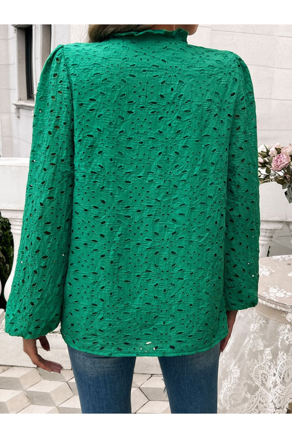 Devine Frill Long Sleeve Round Neck Shirt Fitggins