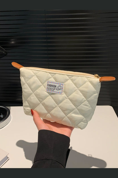 Solid Quilted Clutch with Zipper - Handbag - FITGGINS