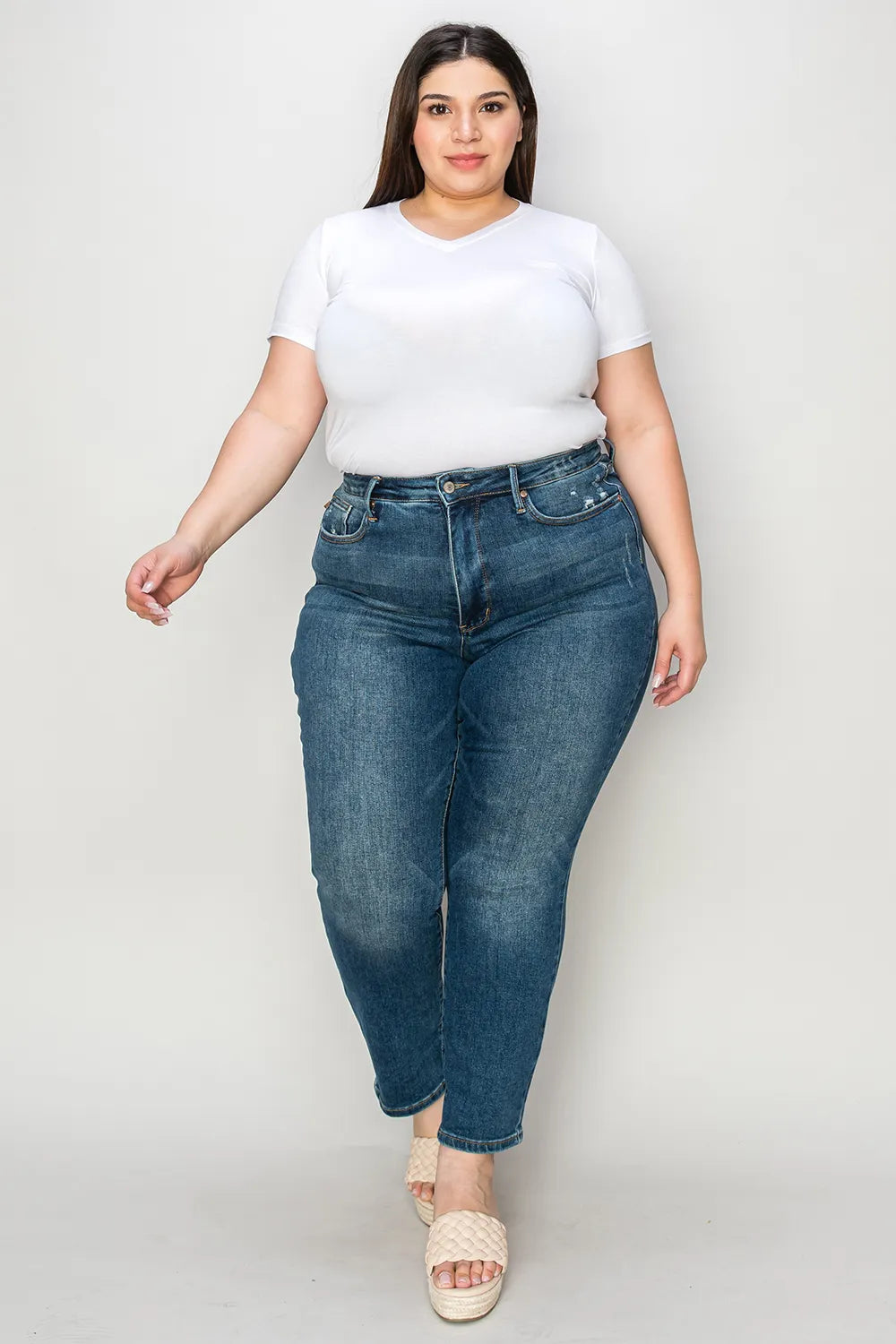 Judy Blue Full Size Tummy Control High Waist Slim Jeans Fitggins