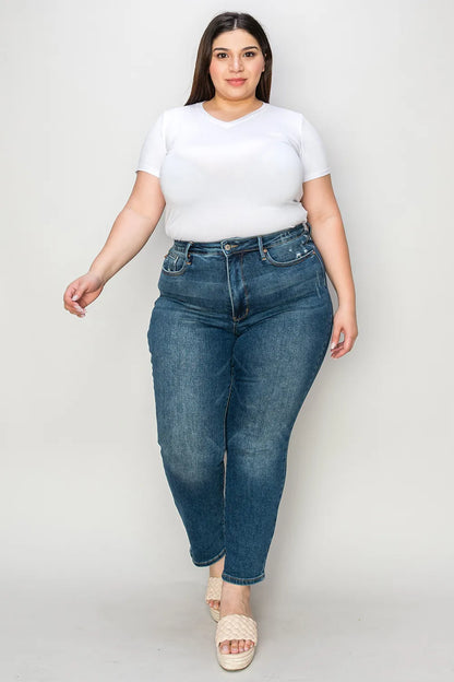 Judy Blue Full Size Tummy Control High Waist Slim Jeans Fitggins