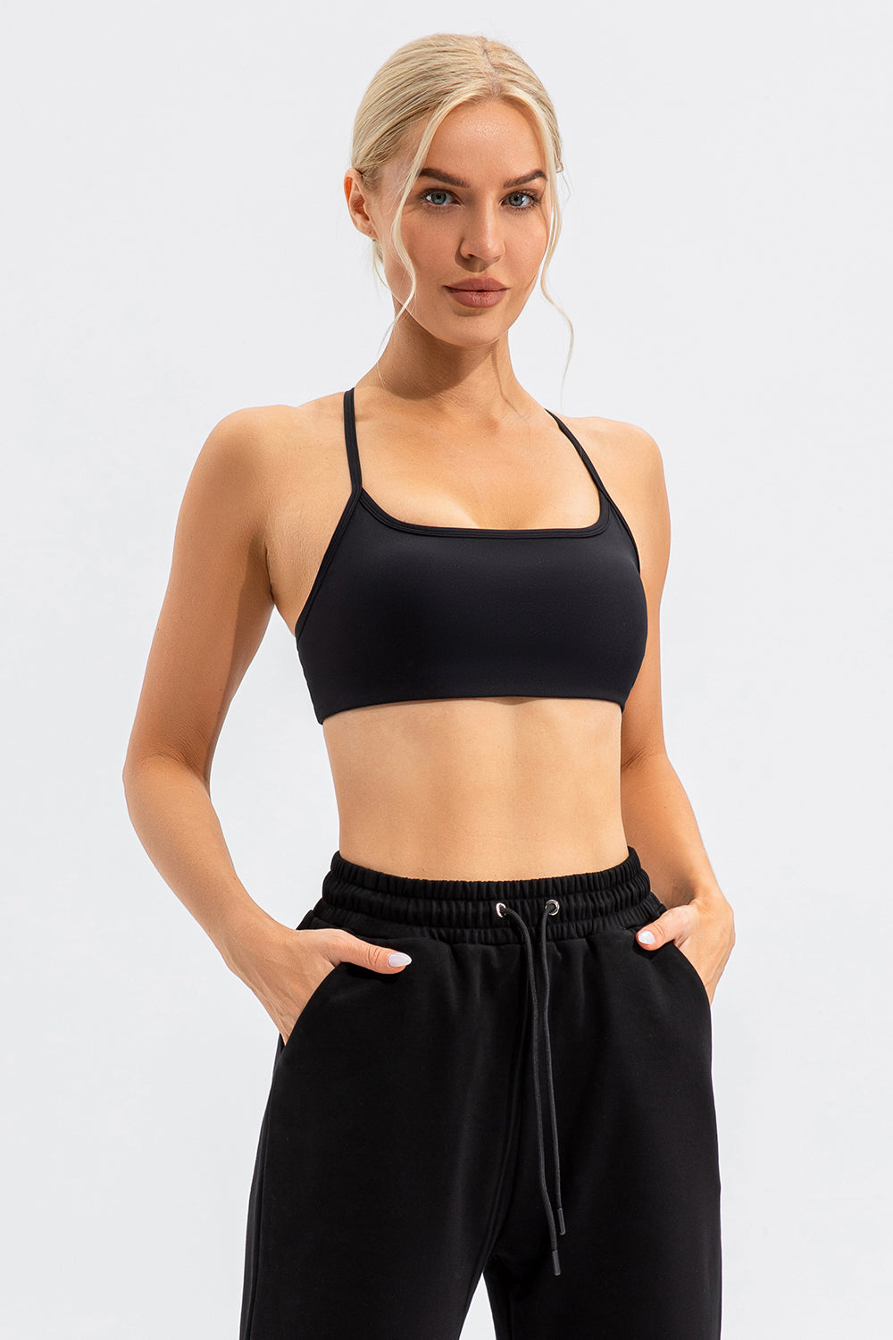 Crisscross Spaghetti Strap Active Cami - Sports Bras - FITGGINS