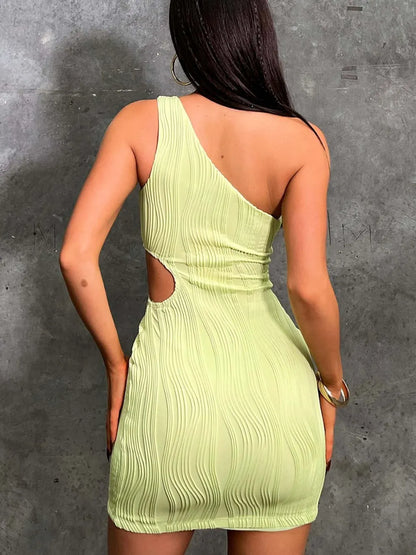 One Shoulder Cutout Mini Dress Fitggins