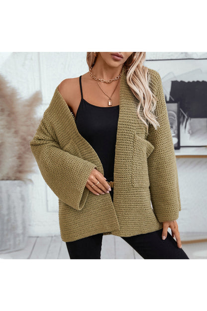 Open Front Long Sleeve Cardigan - Cardigans - FITGGINS