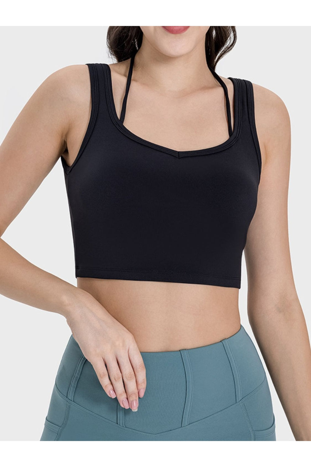 Millennia Crisscross Square Neck Active Tank - Crop Tops & Tank Tops - FITGGINS