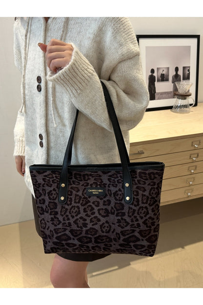 Leopard Polyester Tote Bag - Handbag - FITGGINS