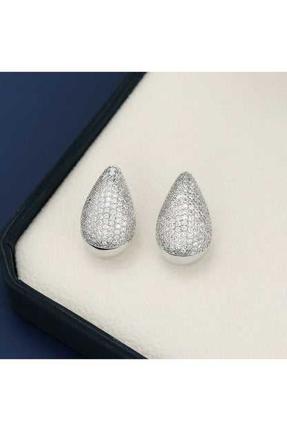 18K Gold-Plated Zircon Teardrop Earring - Earrings - FITGGINS