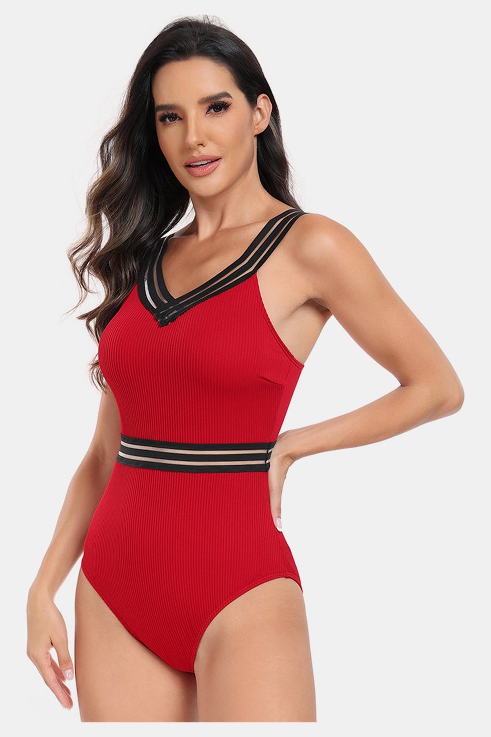 V-Neck One-Piece Swimwear - Swimwear One-Pieces - FITGGINS