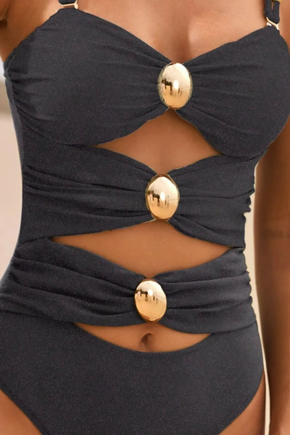 Cutout Ruched Sweetheart Neck One-Piece Swimwear Fitggins