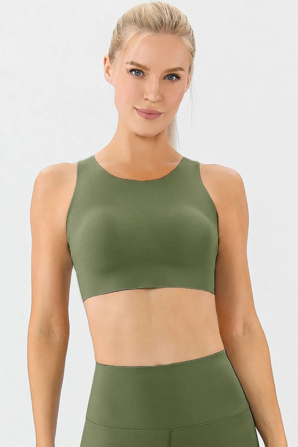 Round Neck Wide Strap Active Bra Fitggins