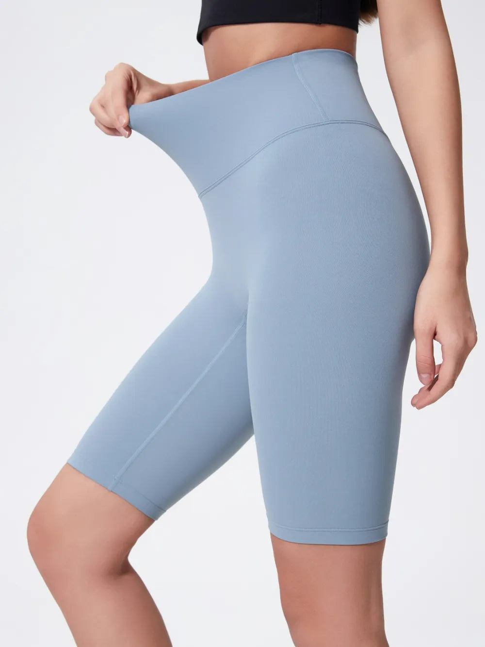 Millennia High Rise Wide Waistband Active Shorts Light Blue Fitggins