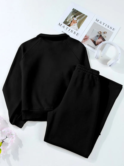 Collared Sweatshirt and High Waist Pants Active Set Fitggins