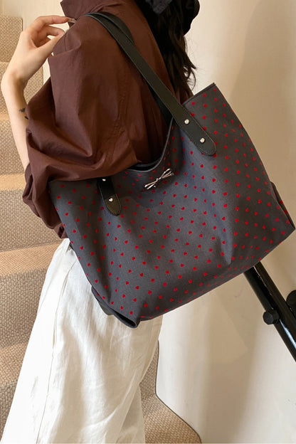 Polyester Bow Polka Dot Tote Bag - Handbag - FITGGINS