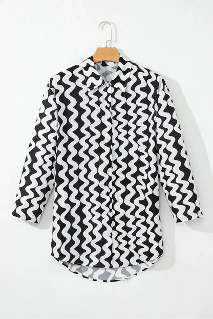 Trendy Button Down Contrast Striped Cover-Up Fitggins