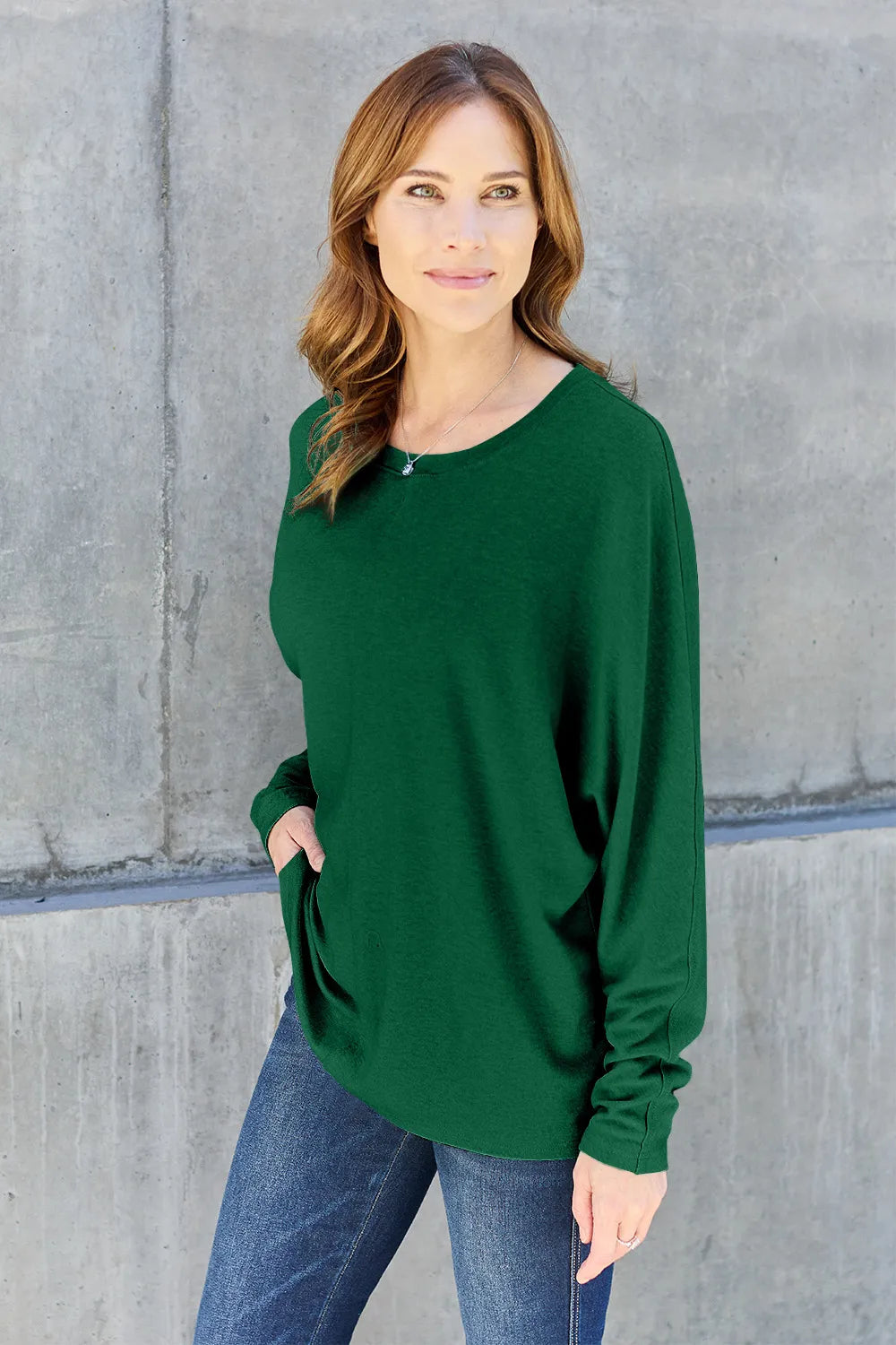 Double Take Full Size Round Neck Long Sleeve T-Shirt Fitggins