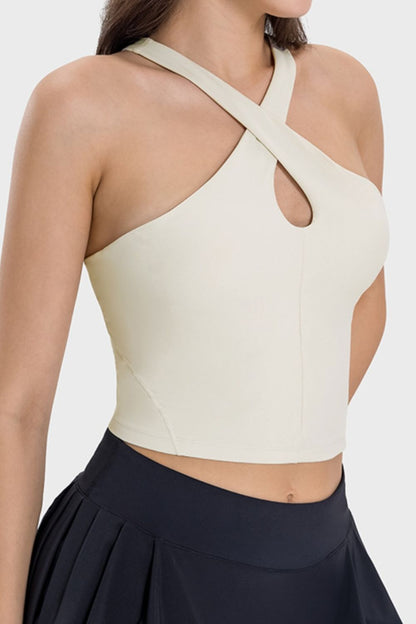 Millennia Crisscross Grecian Neck Active Cami - Crop Tops & Tank Tops - FITGGINS