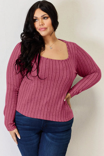 Basic Bae Full Size Ribbed Long Sleeve T-Shirt Fitggins