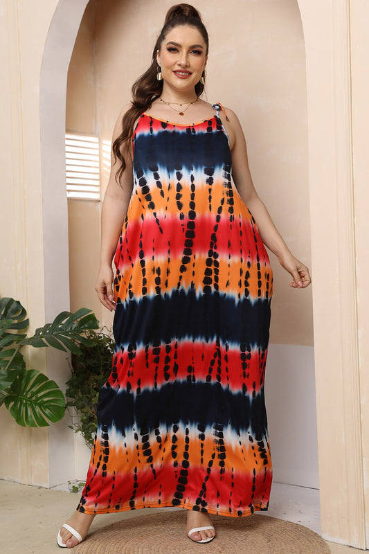 Plus Size Tie-Shoulder Maxi Dress - Casual & Maxi Dresses - FITGGINS