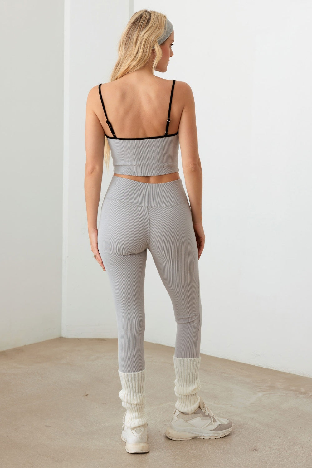 Le Lis Ribbed Crop Cami and High Waist Brushed Leggings Set - Active Set - FITGGINS